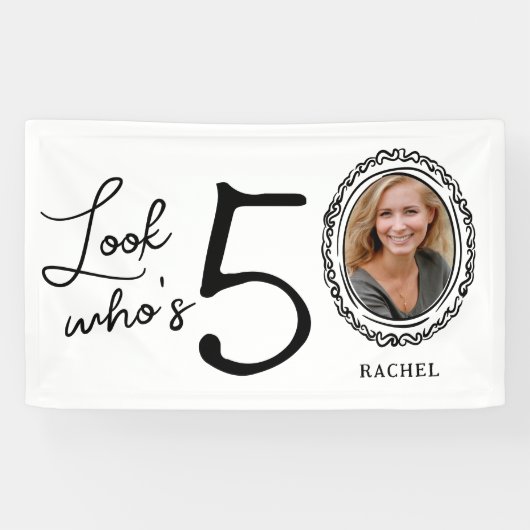 Kijk wie er vijftig is Foto 50e verjaardag Spandoek (Horizontaal)