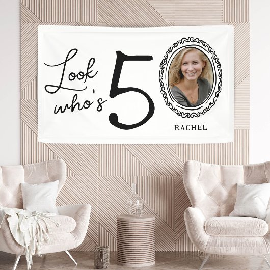 Kijk wie er vijftig is Foto 50e verjaardag Spandoek