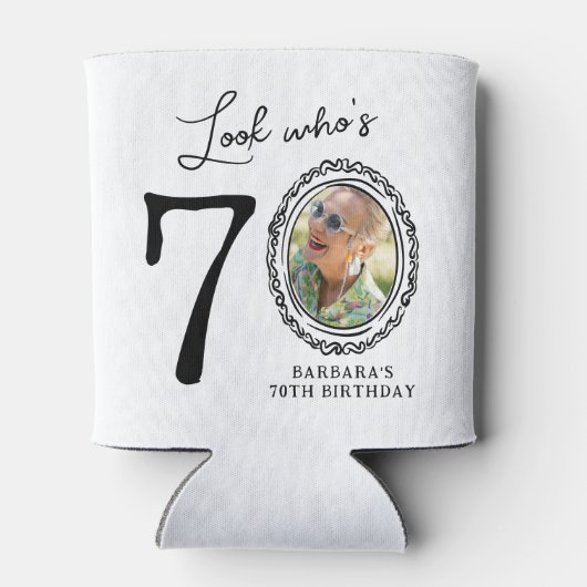 Kijk wie er zeventig is Foto 70e verjaardag Blikjeskoeler (Achterkant)