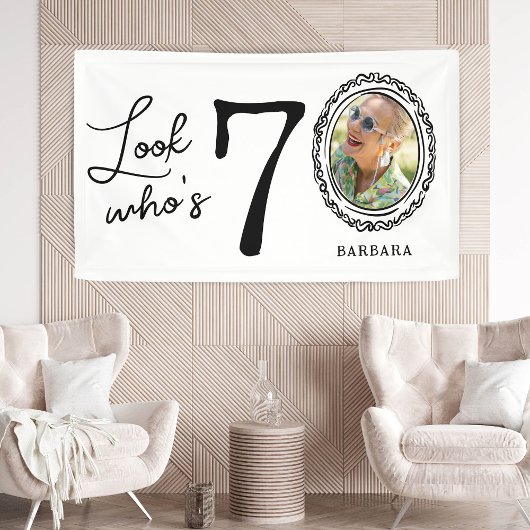 Kijk wie er zeventig is Foto 70e verjaardag Spandoek