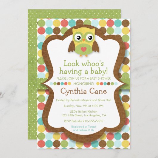 Kijk wie heeft een Baby - Uil Baby shower Unisex Kaart (Voorkant / Achterkant)