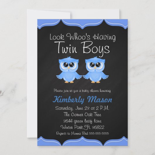 Kijk wie heeft Twin Boys Baby shower Uitnodigen Kaart (Voorkant)