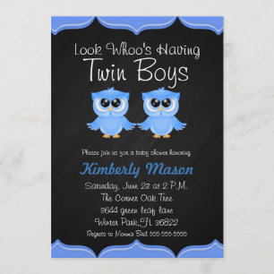 Kijk wie heeft Twin Boys Baby shower Uitnodigen Kaart