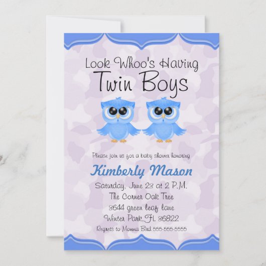 Kijk wie heeft Twin Boys Baby shower Uitnodigen Kaart (Voorkant)