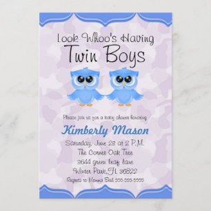 Kijk wie heeft Twin Boys Baby shower Uitnodigen Kaart