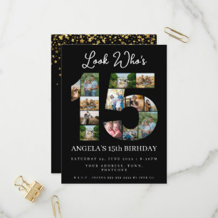 kijk wie is 15 Fotocollage quinceanera uitnodigen Uitnodiging Briefkaart