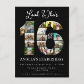 kijk wie is 16 lieve zestien verjaardag Foto uitno Uitnodiging Briefkaart (Voorkant)