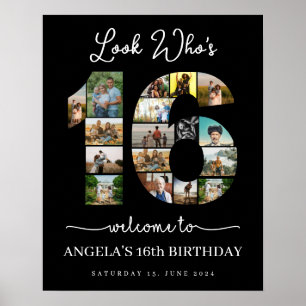 kijk wie is 16 Photo Collage teken Poster