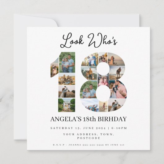 kijk wie is 18 Foto Collage tiener verjaardag Kaart (Voorkant)