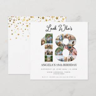 kijk wie is 18 Foto Collage tiener verjaardag Kaart