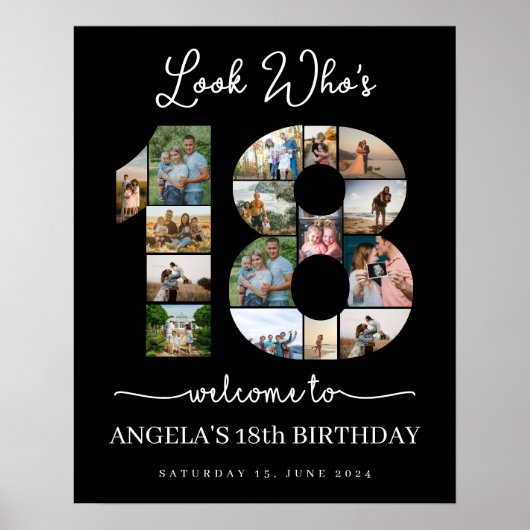 kijk wie is 18 Photo Collage teken Poster (Voorkant)