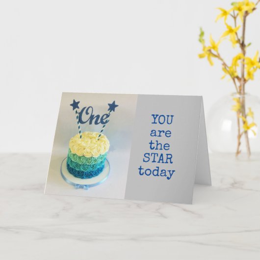 "KIJK WIE IS 1" BIRTHDAY WISH KAART (Gele Bloem)