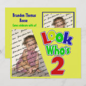 Kijk Wie is 2 / Verjaardag Kaart (Voorkant / Achterkant)