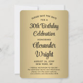 Kijk wie is 30 Zwart & Goud 2 Foto Verjaardagsfees Save The Date (Achterkant)