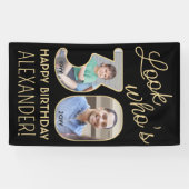 Kijk wie is 30 Zwart & Goud 2 Foto Verjaardagsfees Spandoek