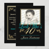 Kijk Wie is 40 Foto Blauwgroen Kaart (Voorkant / Achterkant)