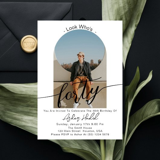 Kijk Wie is 40 Modern Eenvoudig 40ste Verjaardagsf Kaart