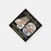 Kijk Wie is 40 Zwart & Goud Gelukkige Verjaardag 2 Servet (Hoek)