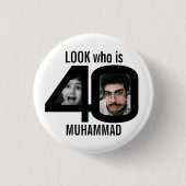 Kijk wie is 40ste verjaardag 2 foto's zwart feest ronde button 3,2 cm (Voorkant)