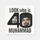 Kijk wie is 40ste verjaardag 2 foto's zwart feest servet (Voorkant)