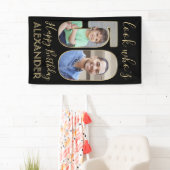 Kijk wie is 50 Zwart & Goud 2 Foto Verjaardagsfees Spandoek (Insitu)