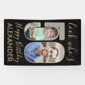Kijk wie is 50 Zwart & Goud 2 Foto Verjaardagsfees Spandoek (Horizontaal)