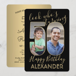 Kijk Wie is 50 Zwart & Goud Verjaardagsfeest 2 Fot Kaart