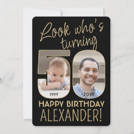 Kijk Wie is 50 Zwart & Goud Verjaardagsfeest 2 Fot Kaart