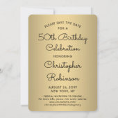 Kijk Wie is 50 Zwart & Goud Verjaardagsfeest 2 Fot Save The Date (Achterkant)