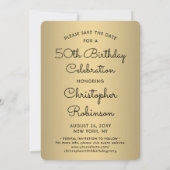 Kijk Wie is 50 Zwart & Goud Verjaardagsfeest 2 Fot Save The Date (Achterkant)