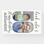 Kijk wie is 50 Zwart & Wit 2 Foto Verjaardagsfeest Spandoek (Horizontaal)