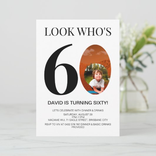 Kijk wie is 60 60ste verjaardagsfeestje voor manne kaart (Staand voorkant)