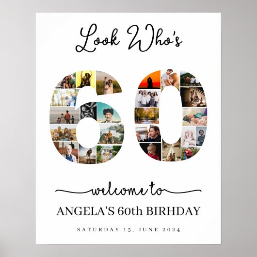 kijk wie is 60 Foto Collage partij teken Poster (Voorkant)