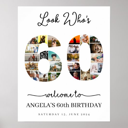 kijk wie is 60 Foto Collage partij teken Poster (Voorkant)