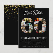 kijk wie is 60 gelukkig verjaardag Foto arrangemen Uitnodiging Briefkaart (Voorkant / Achterkant)