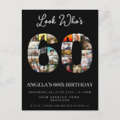 kijk wie is 60 gelukkig verjaardag Foto arrangemen Uitnodiging Briefkaart (Voorkant)