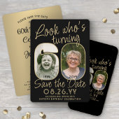 Kijk wie is 60 Zwart & Goud 2 Foto Verjaardagsfees Save The Date