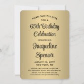 Kijk wie is 65 Zwart & Goud 2 Foto Verjaardagsfees Save The Date (Achterkant)