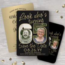 Kijk wie is 65 Zwart & Goud 2 Foto Verjaardagsfees