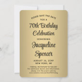 Kijk wie is 70 Zwart & Goud 2 Foto Verjaardagsfees Save The Date (Achterkant)