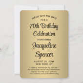 Kijk wie is 70 Zwart & Goud 2 Foto Verjaardagsfees Save The Date (Achterkant)