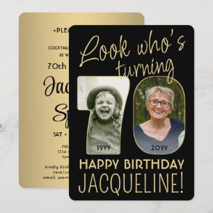 Kijk Wie is 70 Zwart & Goud Verjaardagsfeest 2 Fot Kaart