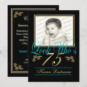 Kijk Wie is 75 Foto Blauwgroen Kaart (Voorkant / Achterkant)