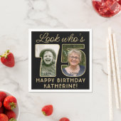 Kijk Wie is 75 Zwart & Goud Gelukkige Verjaardag 2 Servet (Insitu)