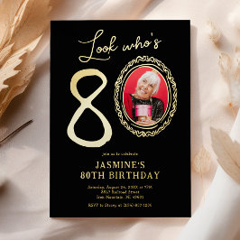 Kijk Wie is 80 foto volwassen verjaardag Folie Uitnodiging