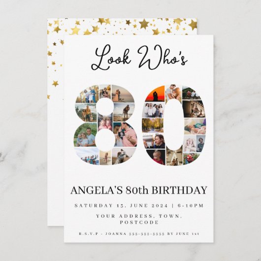 kijk wie is 80 grootouder verjaardag Foto Collage Kaart (Voorkant / Achterkant)