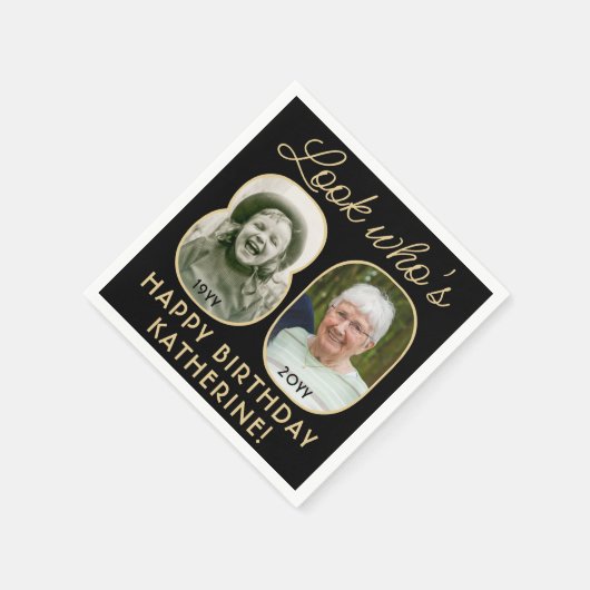 Kijk Wie is 80 Zwart & Goud Gelukkige Verjaardag 2 Servet (Hoek)