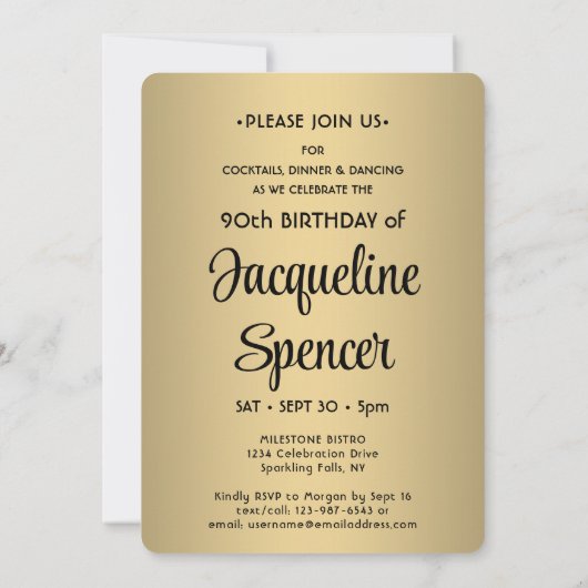 Kijk Wie is 90 Zwart & Goud Verjaardagsfeest 2 Fot Kaart (Achterkant)