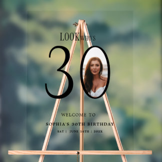 Kijk Wie Is Dertig Foto 30e Verjaardag Welkom Teke Acryl Bord