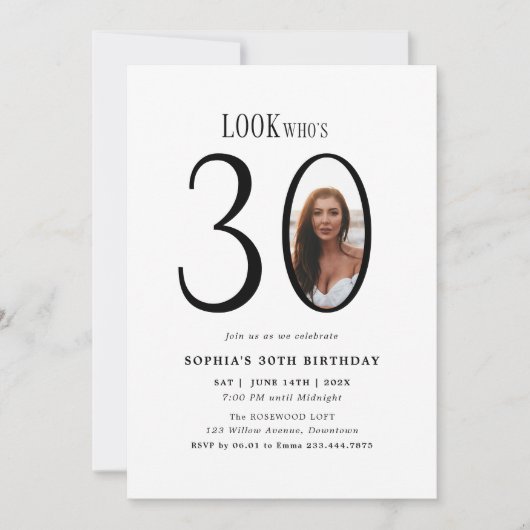 Kijk Wie is Dertig Minimale Foto 30e Verjaardag Kaart (Voorkant)